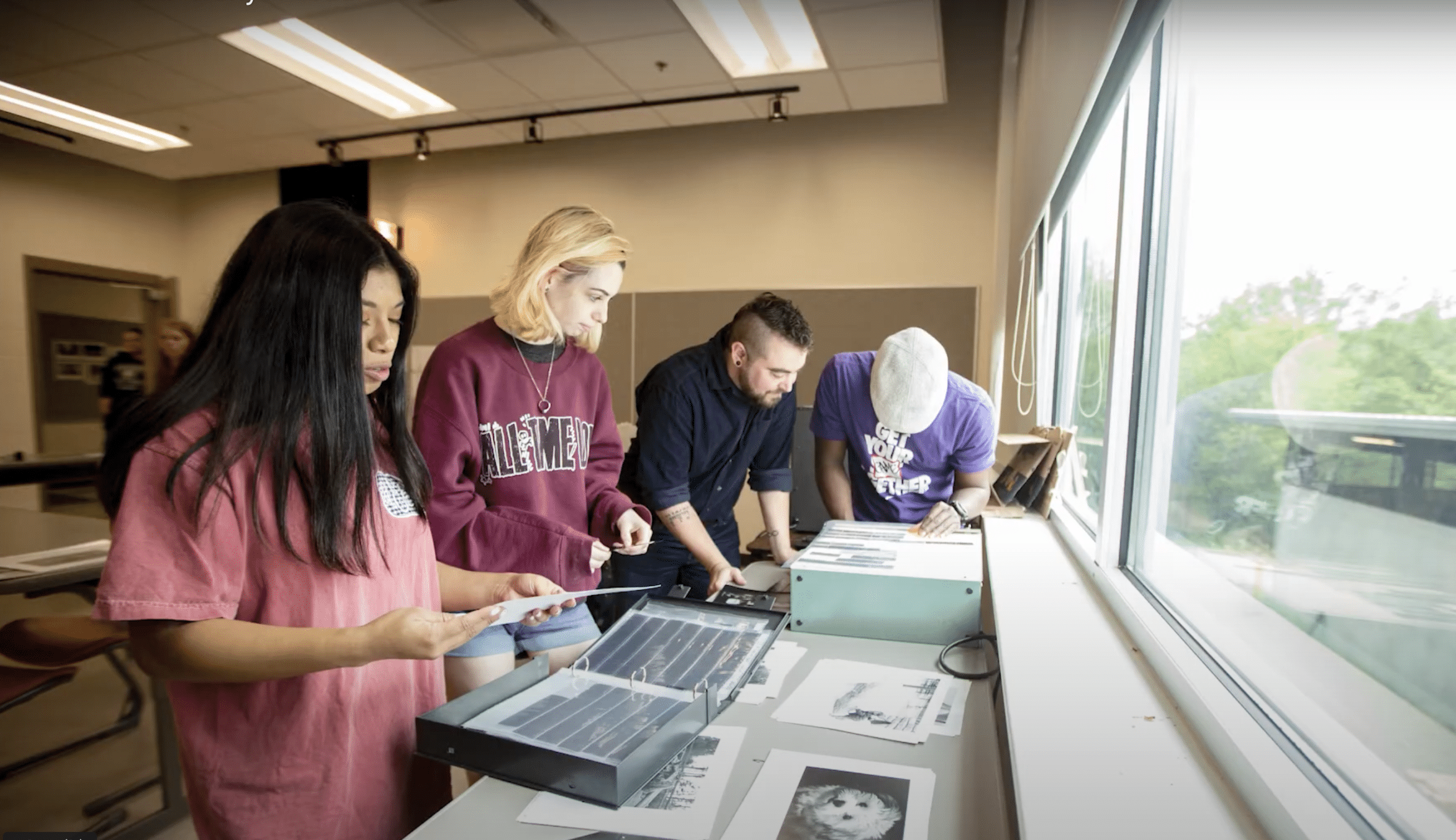 Students working on photo processing in class